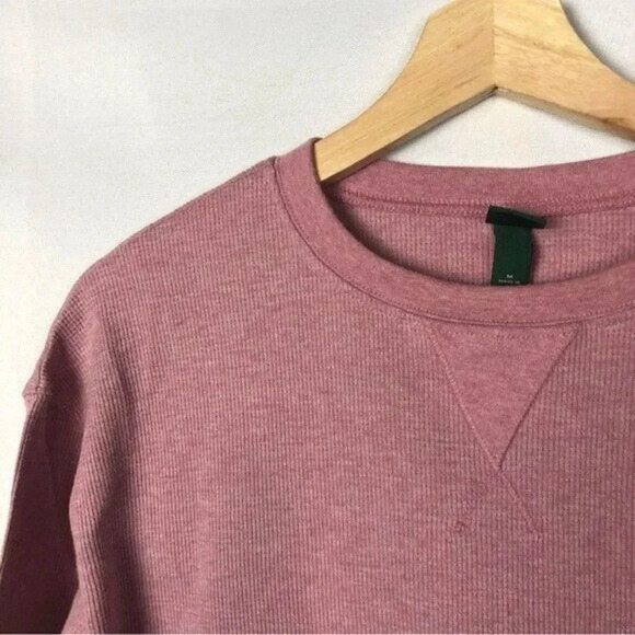 Wild Fable Pink Thermal Knit Crewneck Cropped Long Sleeve M - Picture 3 of 3